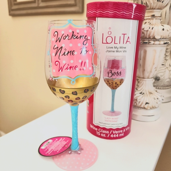 Lolita Lady Boss hand painted wine glass, New in box - Picture 2 of 11